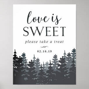 Póster Sinal da mesa da sobremesa do casamento da