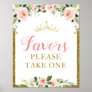 Poster sinal da pequena princesa chá de fraldas floral F