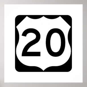 Póster Sinal da rota 20 dos E.U.