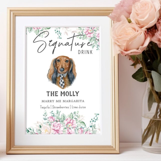 Poster Sinal Dachshund Signature Drink Signature (Criador carregado)