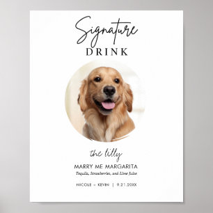 Poster Sinal das Bebidas de Assinatura do Casamento Pet D
