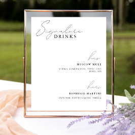 Poster Sinal das Bebidas de Assinatura do Eterno Preto