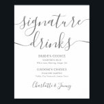 Poster Sinal das Bebidas de Assinatura do Script de Assin<br><div class="desc">Este símbolo de assinatura minimalista elegante é perfeito para a sua celebração de casamento. Projetado por Thisnotme©</div>