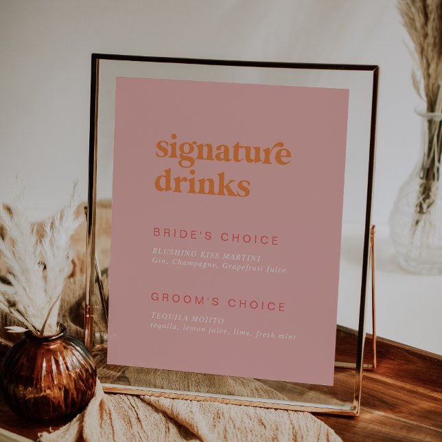 Poster Sinal das Bebidas de Assinatura Laranja e Rosa de  (Criador carregado)