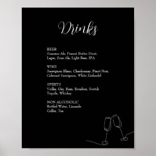 Poster Sinal das Bebidas Simples Pretas e Brancas