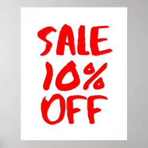 Poster Sinal de 10% de Fora de Venda, Sinalização de Loja