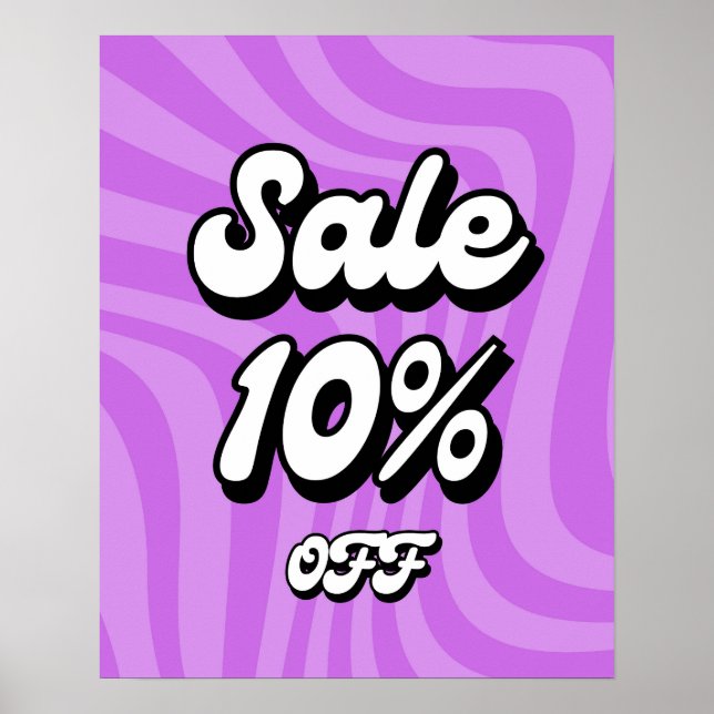 Poster Sinal de 10% de vendas, Sinal de venda roxo, venda (Frente)