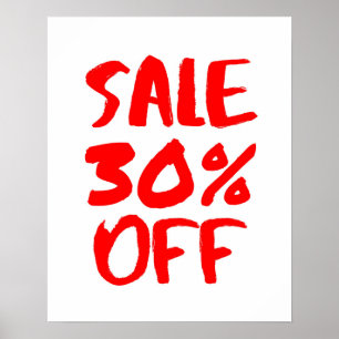 Poster Sinal de 30% de Fora de Venda, Sinalização de Loja