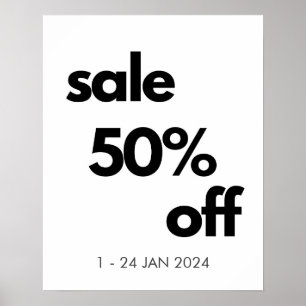Poster Sinal de 50% de vendas, venda de Boutique de varej