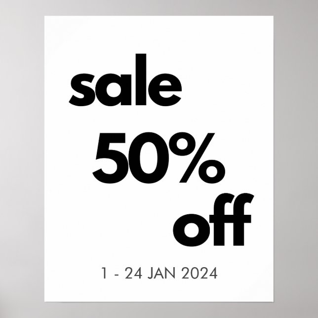 Poster Sinal de 50% de vendas, venda de Boutique de varej (Frente)