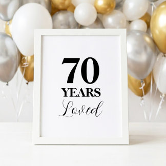 Poster Sinal de 70 Anos Amados Aniversário de 70 Anos