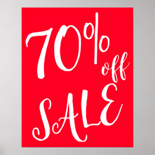 Poster Sinal de 70% de vendas, Sinal de venda Red Boutiqu