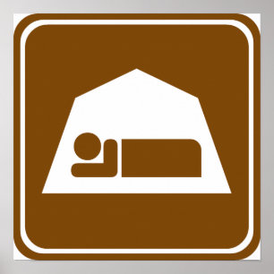 Póster Sinal de acampamento da estrada