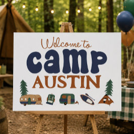 Poster Sinal de Acampamento Personalizado de Aniversário