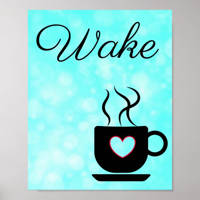 Poster Sinal de Acordar Teal e Preto para Cozinha (Frente)