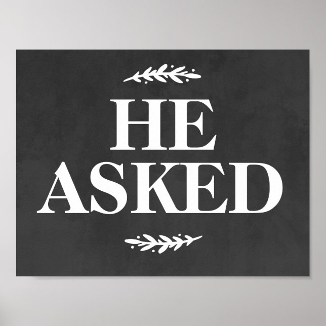 Poster Sinal de Adereço de Foto de Noivado Ele Pediu (Frente)