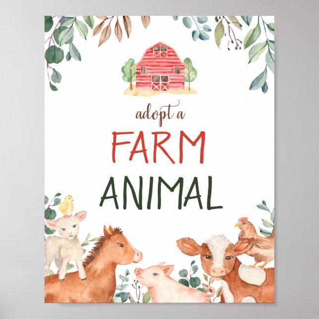 Poster Sinal de Adoção de Animal de Fazenda Festa do Pett (Frente)