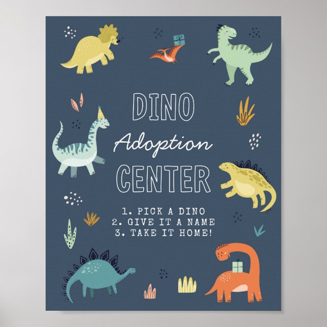 Poster Sinal de Adoção de Dinossauro Bonito (Frente)