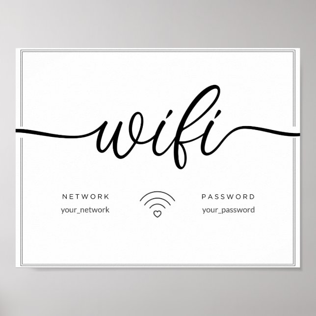 Poster Sinal de airbnb do host da rede Wifi mínimo (Frente)