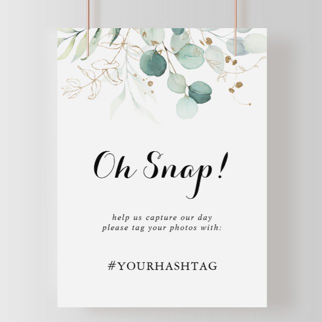 Poster Sinal de Ajuste de Casamento Floral Dourado de Euc (Criador carregado)