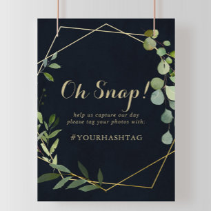 Poster Sinal de Ajuste de Casamento Verde Azul Geométric