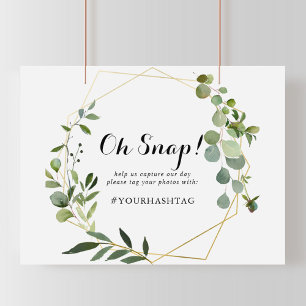 Poster Sinal de Ajuste de Casamento Verde Tropical Geomé