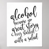 Sinal de Álcool de Casamento Preto e Branco 8x10