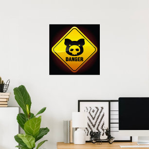 Poster Sinal de Alerta de Porco Perigoso