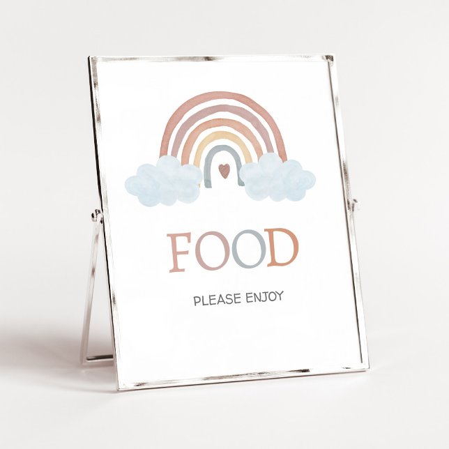 Poster Sinal de Alimentação Boho Pequeno Raio de Sol (Rainbow Baby Shower Food Sign)