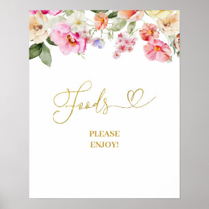 Poster Sinal de Alimentação de Floral Simples da Primaver