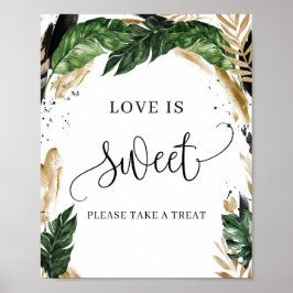 Poster Sinal de amor de folhas tropicais de verão Boho é 