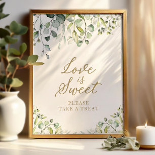 Poster Sinal de Amor Doce com Eucalipto Verde Adorável