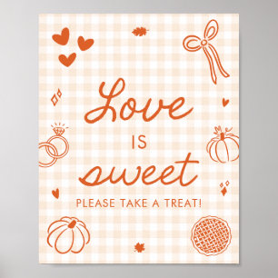 Poster Sinal de Amor Doce Desenhado à Mão em Xadrez Laran
