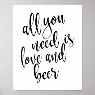 Póster Sinal de Amor e Cerveja 8x10