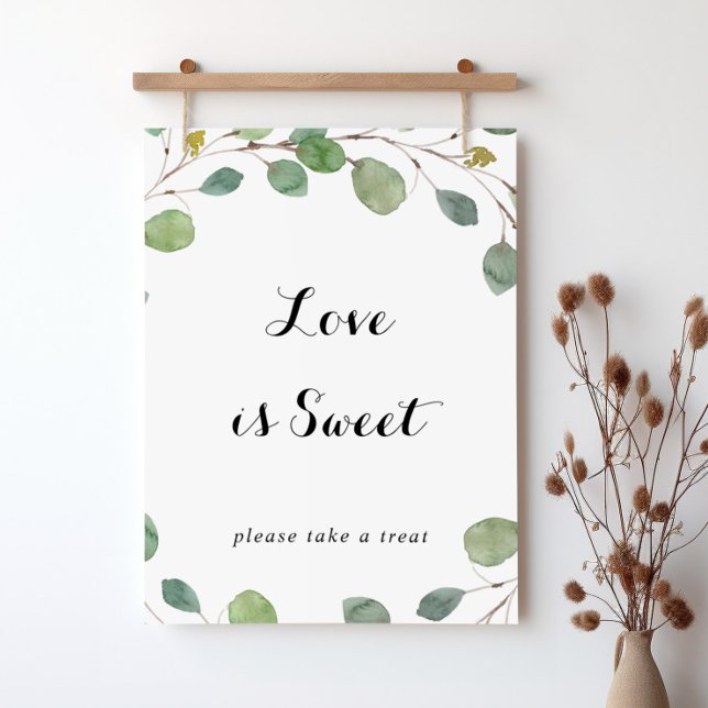 Poster Sinal de Amor é Doce com Caligrafia de Eucalipto V (Criador carregado)