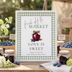 Poster Sinal de Amor é Doce do Mercado Gingham para Chá d