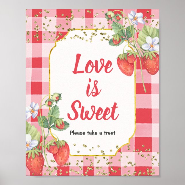 Poster Sinal de Amor em Aquarela Berry Sweet é Doce (Frente)