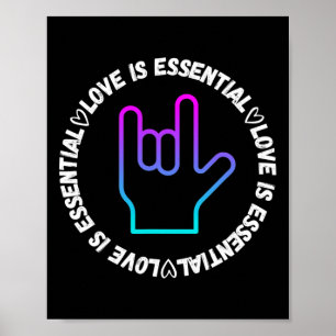 Poster Sinal de Amor em ASL Conscientização sobre Deficiê