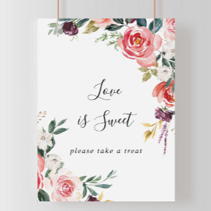 Poster Sinal de Amor Floral de Verão Colorido Tropical é 
