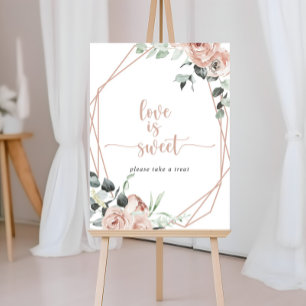 Poster Sinal de Amor Floral Rosa Clássico em Pó Doce