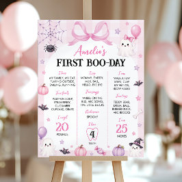 Poster Sinal de Aniversário Assustador de Halloween Rosa