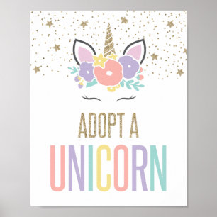 Poster Sinal de Aniversário de Adoção de Unicórnio Mágico