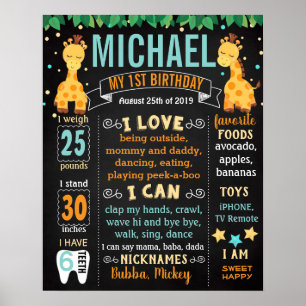Poster Sinal de Aniversário de Animais do Jardim Zoológic