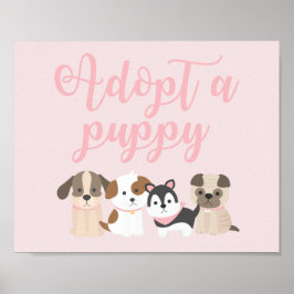 Poster Sinal de Aniversário de Cachorrinho Adote um Cacho