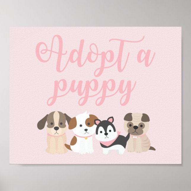Poster Sinal de Aniversário de Cachorrinho Adote um Cacho (Frente)