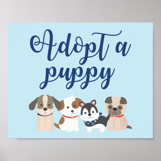 Poster Sinal de Aniversário de Cachorrinho Adote um Cacho (Frente)