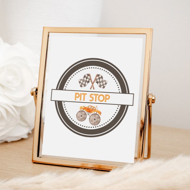 Poster Sinal de Aniversário de Caminhões de Pit Stop (Criador carregado)