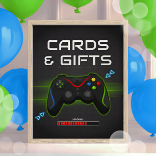Poster Sinal de Aniversário de criança de Jogador Cartões