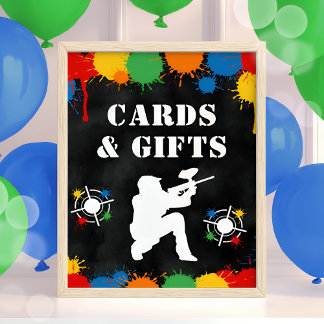 Poster Sinal de Aniversário de criança do Paintball - Pla