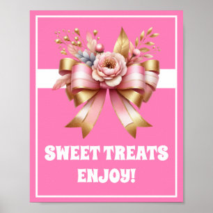 Poster Sinal de Aniversário de Doce e Doce, cor-de-rosa e